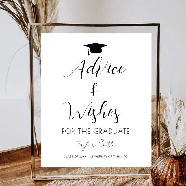 Graduation Advice & Wishes Grad Party Signage Poster | Zazzle