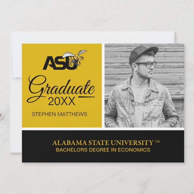 Graduation Alabama State Hornet Mark logo Invitation (Front)
