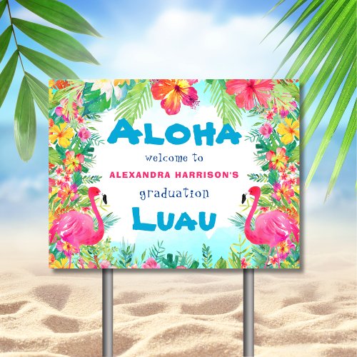 Graduation Aloha Luau Party Front  Back Welcome Sign