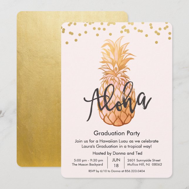 Graduation Aloha Luau Party Invitation (Front/Back)