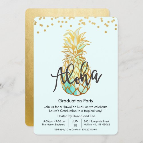 Graduation Aloha Luau Party Invitation