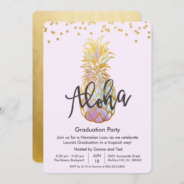 Graduation Aloha Luau Party Invitation (Front/Back)