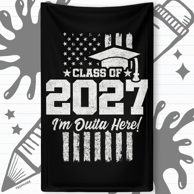 Graduation American Flag Senior Class of 2027 Banner (Creator Uploaded)