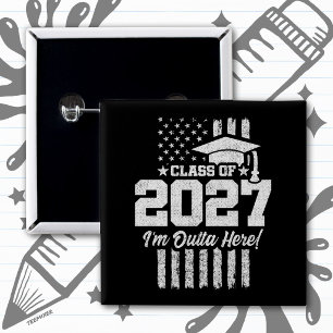 Graduation American Flag Senior Class of 2027 Button