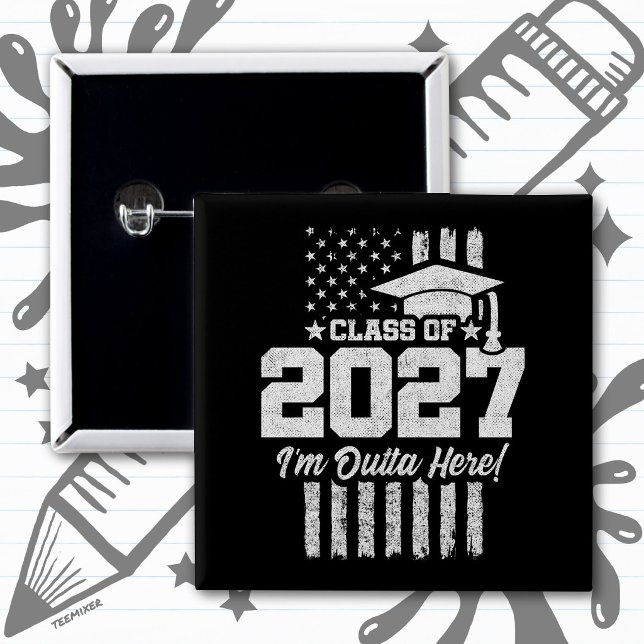Graduation American Flag Senior Class of 2027 Button (Creator Uploaded)