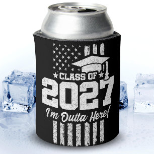 Graduation American Flag Senior Class of 2027 Can Cooler