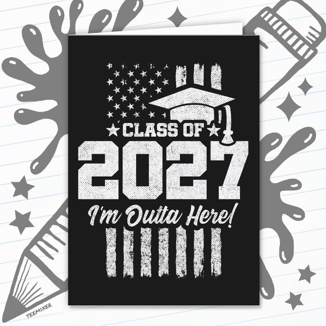 Graduation American Flag Senior Class of 2027 Card (Creator Uploaded)