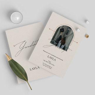 Graduation announcement: 1 photo, cream color invitation