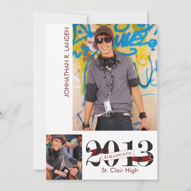Graduation Announcement  |  3 Photo Maroon (Front)