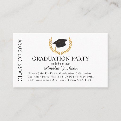 Customizable Graduation Announcement After Party Insert Cards