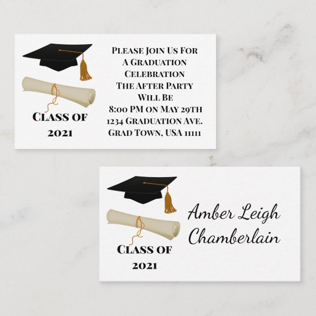 Graduation Announcement After Party Insert Cards
