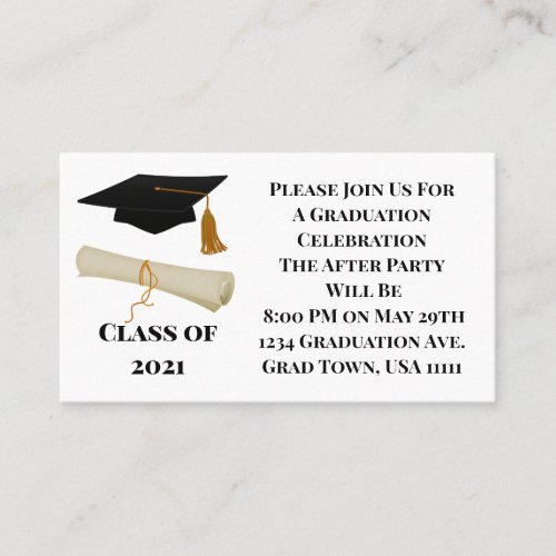 Graduation Announcement After Party Insert Cards