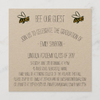 Graduation Announcement and Party Invite Bee Theme