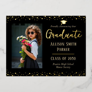 Graduation Announcement Black and Gold Photo