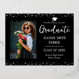 Graduation Announcement Black and Silver Photo