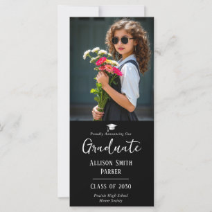 Graduation Announcement Black and Silver Photo