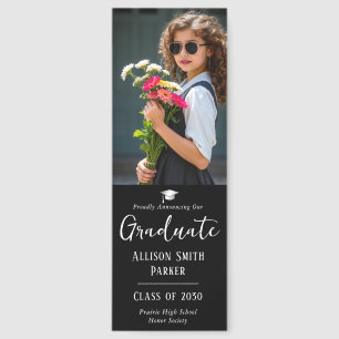 Graduation Announcement Black and Silver Photo Bookmarks