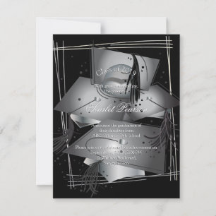 Graduation Announcement Celebration Black & White