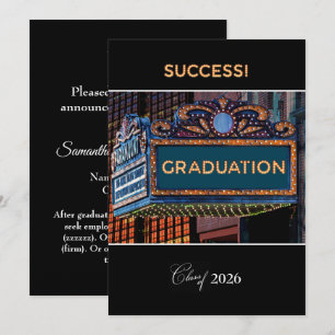 Graduation Announcement College on Theater Marquee