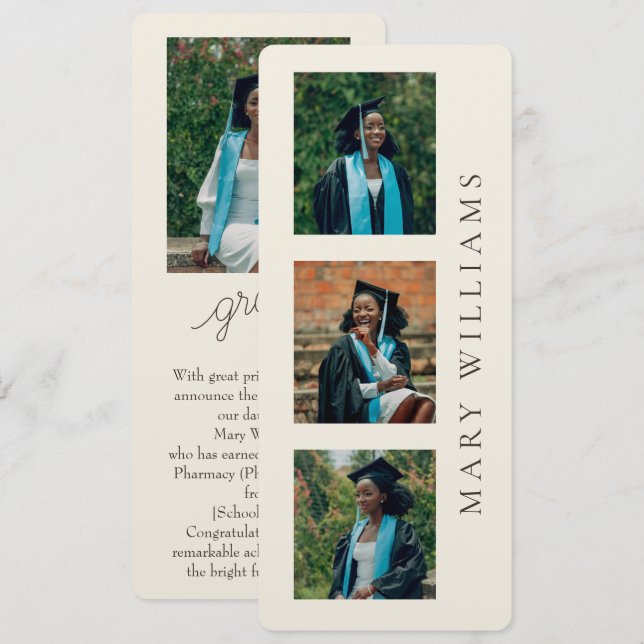 Graduation Announcement Customizable Photos & Text (Front/Back)