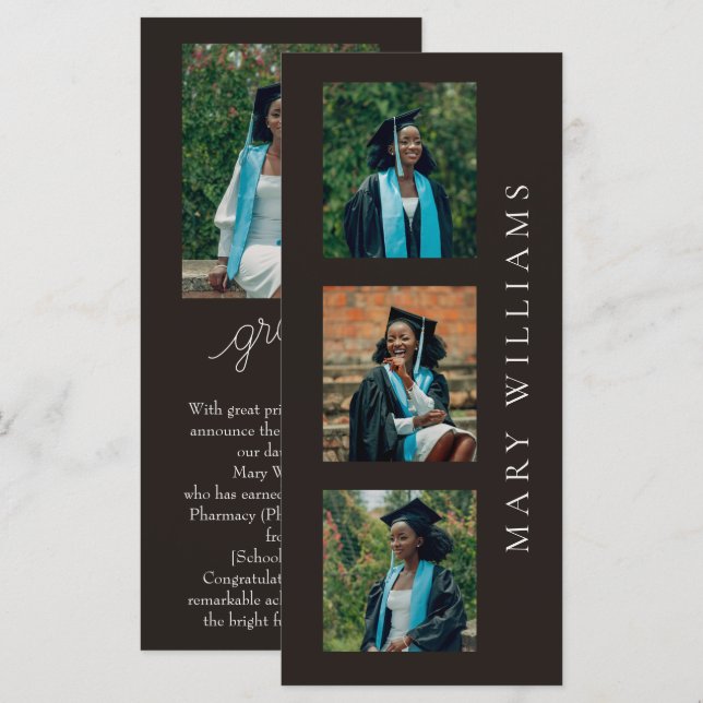 Graduation Announcement Customizable Photos & Text (Front/Back)