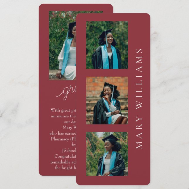 Graduation Announcement Customizable Photos & Text (Front/Back)