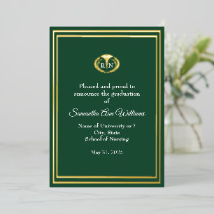 Graduation Announcement for a Nurse - gold foil