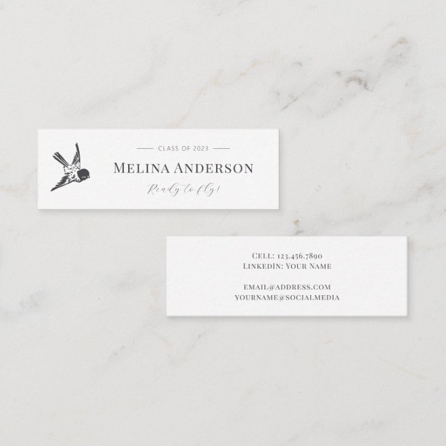 Graduation Announcement Graduate Simple Bird (Front/Back)