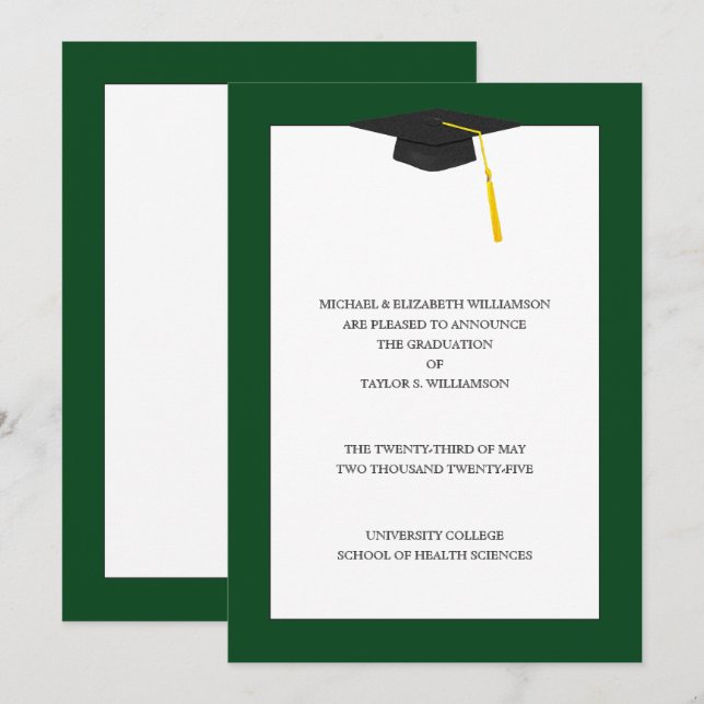 Graduation Announcement Green (Front/Back)