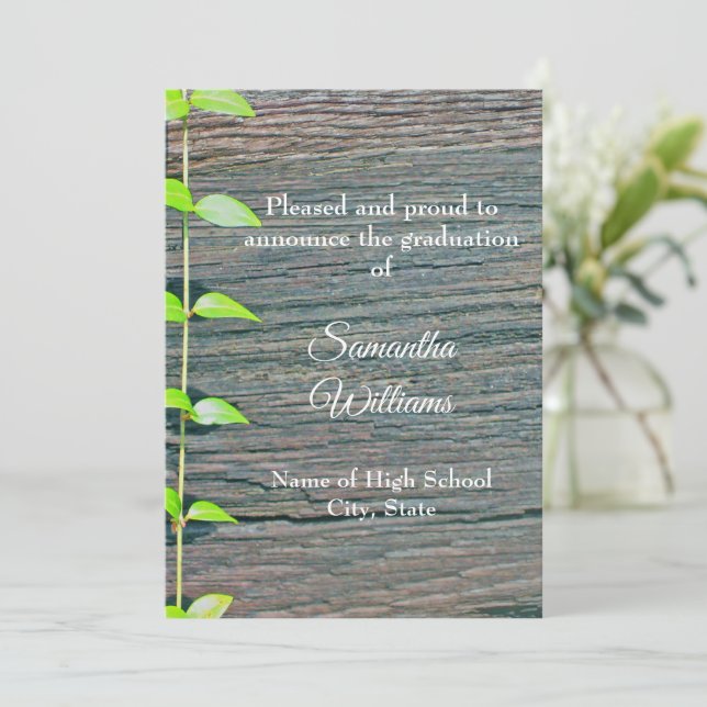Graduation Announcement High School, Rustic Card (Standing Front)