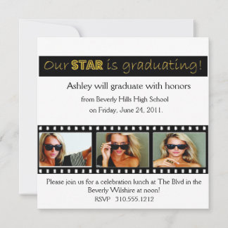 Graduation Announcement Hollywood Star Gold