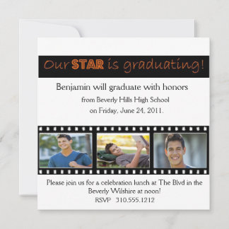 Graduation Announcement Hollywood Star Orange