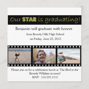 Graduation Announcement Hollywood Star Yellow