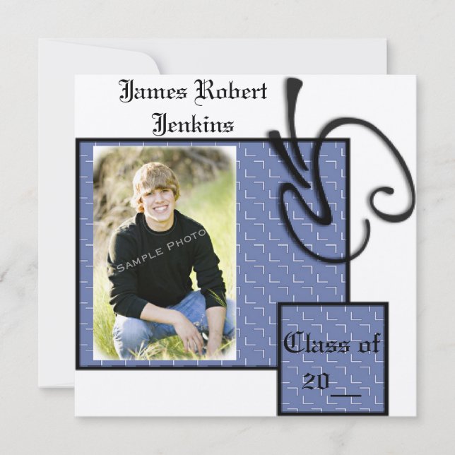 Graduation Announcement, Invitation Blue (Front)