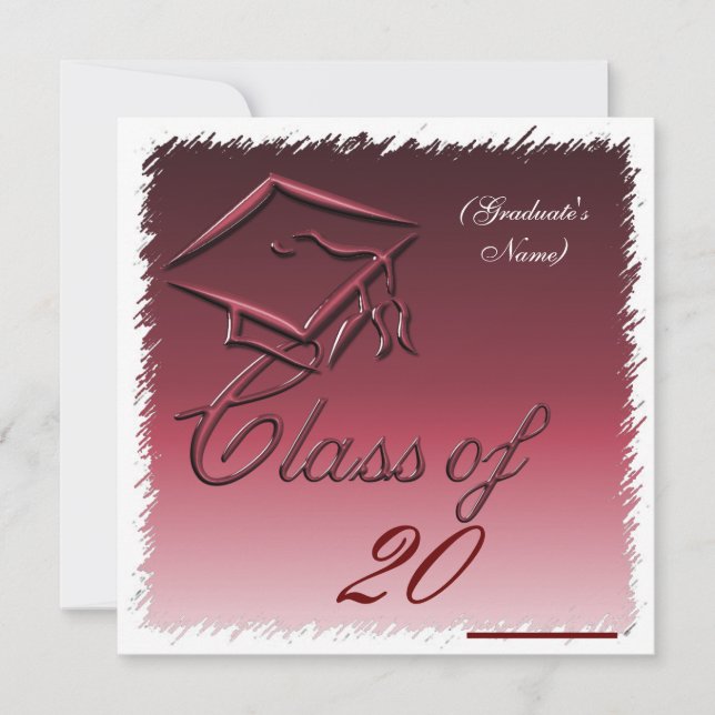 Graduation Announcement, Invitation Burgandy (Front)
