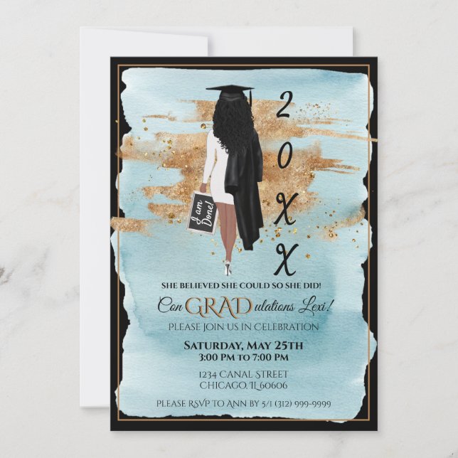 Graduation Announcement Invitation White Dress (Front)