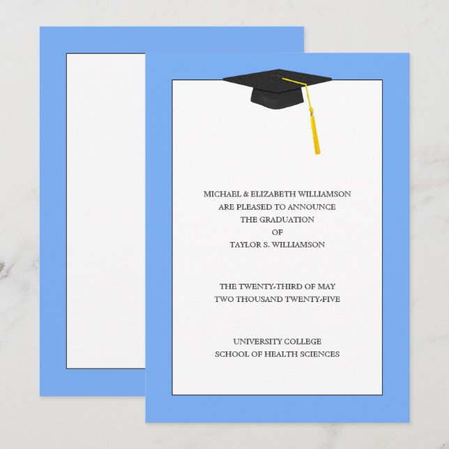Graduation Announcement Light Blue (Front/Back)