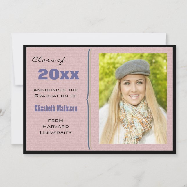 Graduation Announcement Mauve Photo Invitation (Front)