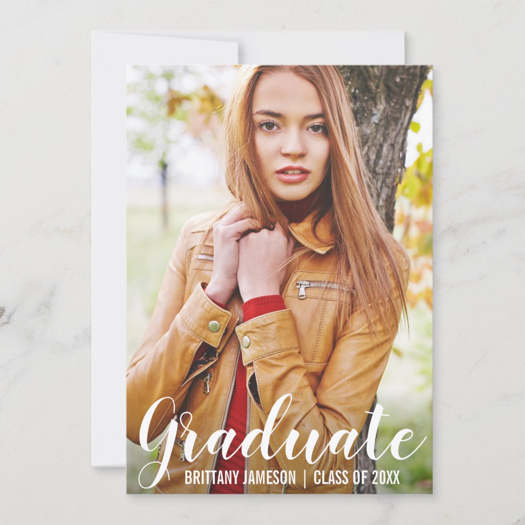 Graduation Announcement Modern Photo Card Wl 