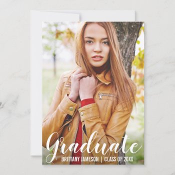 Graduation Announcement Modern Photo Card Wl by HappyMemoriesPaperCo at Zazzle