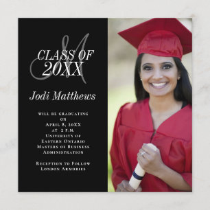 Graduation Announcement Monogram Photo Grad Party