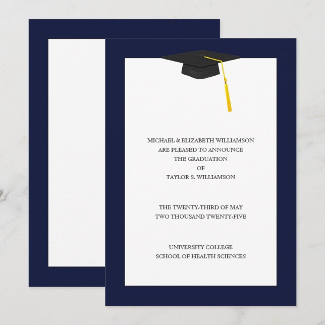Graduation Announcement Navy Blue (Front/Back)