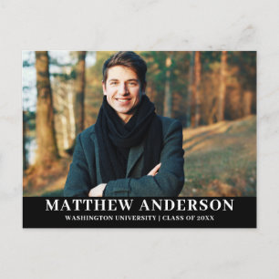 Graduation Announcement Photo Blk Postcard