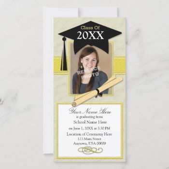 Graduation Announcement Photo Card-black & Yellow by coolcards_biz at Zazzle
