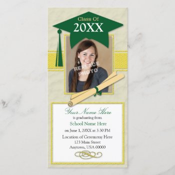 Graduation Announcement Photo Card-green & Yellow by coolcards_biz at Zazzle