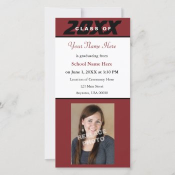 Graduation Announcement Photo Card-red And Black by coolcards_biz at Zazzle