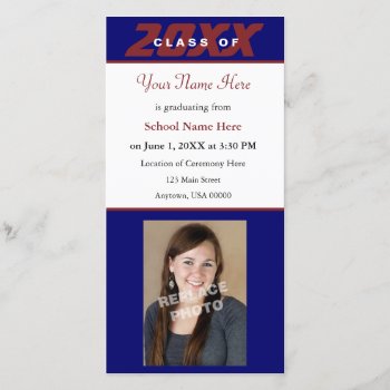 Graduation Announcement Photo Card-red And Blue by coolcards_biz at Zazzle