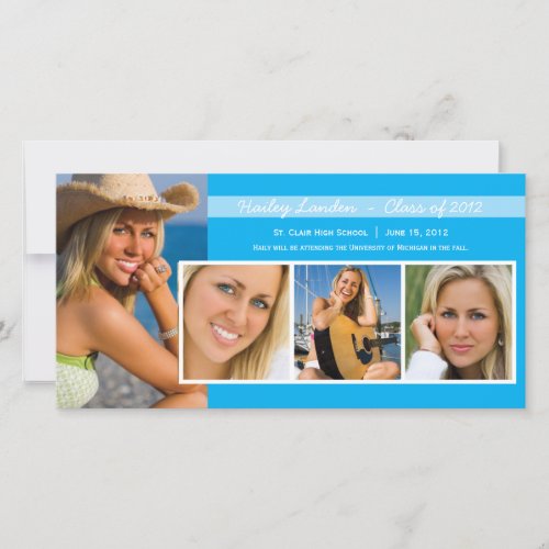 Graduation Announcement Photo Cards   Blue