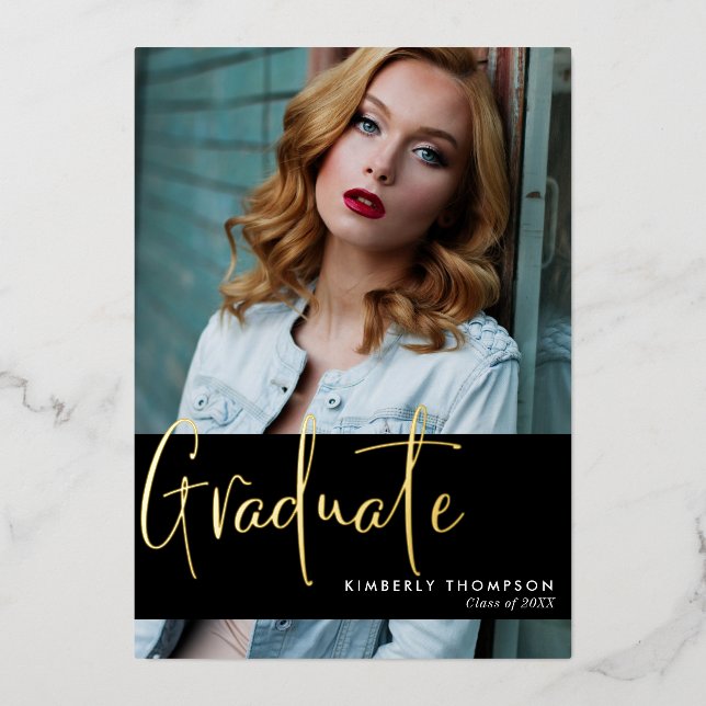 Graduation Announcement Photo Script Modern Simple (Front)