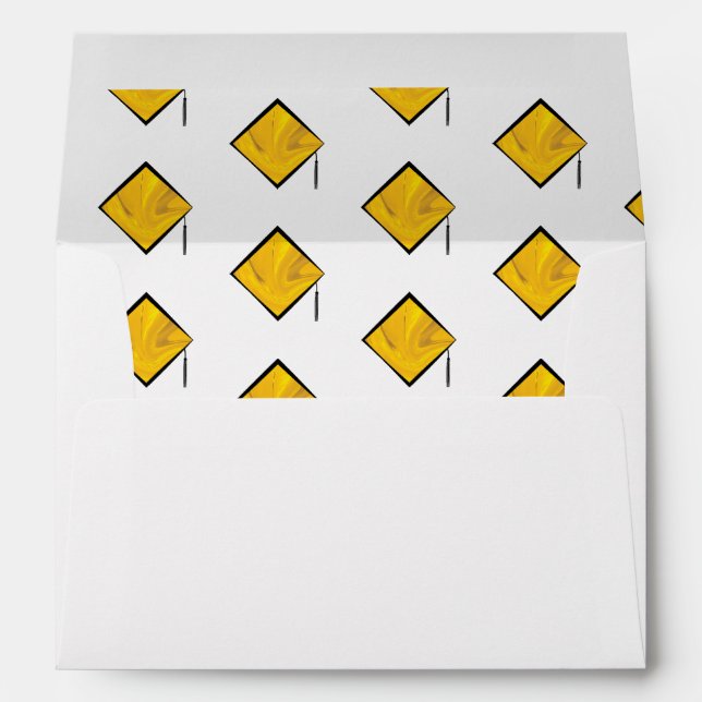 Graduation Announcement Return Address Gold Cap Envelope (Back (Bottom))